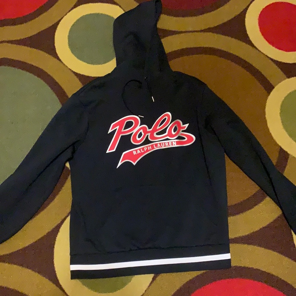 Polo Raulph Lauren Black/Red Script Pullover Hoodie